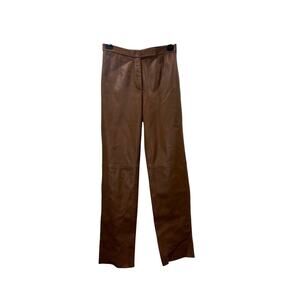 SIENNA STUDIO 100% Leather Brown Vintage Pants – Size 4 Petite